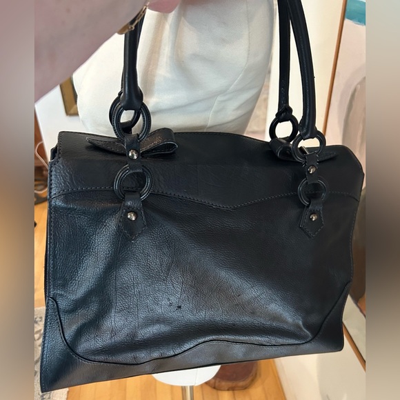 TODS Vintage Black Italian Leather Ring-Handled Satchel - Picture 6 of 16